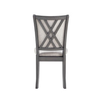 Han Dining Chair Set of 2, Light Gray Fabric, Dark Gray Solid Wood -BM329817