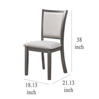 Han Dining Chair Set of 2, Light Gray Fabric, Dark Gray Solid Wood -BM329817