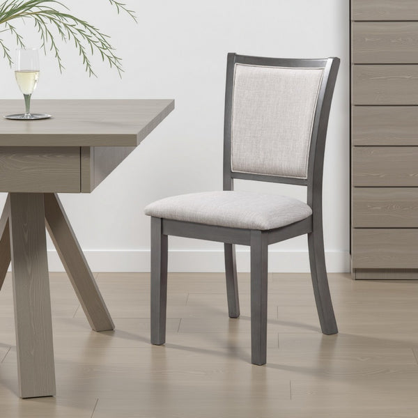 Han Dining Chair Set of 2, Light Gray Fabric, Dark Gray Solid Wood -BM329817