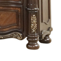 Ruth Nightstand, Real Marble, Mahogany Brown Solid Wood, Gold, 30 Inch  - BM329819