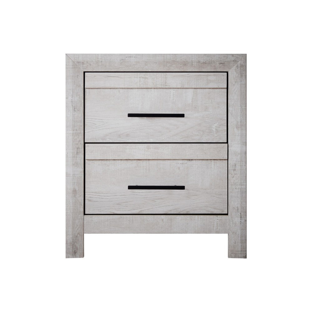 Bisca Nightstand, 2 Drawers, Black Handles, Light Gray Wood, 27 Inch -BM329822