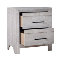 Bisca Nightstand, 2 Drawers, Black Handles, Light Gray Wood, 27 Inch -BM329822