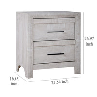 Bisca Nightstand, 2 Drawers, Black Handles, Light Gray Wood, 27 Inch -BM329822