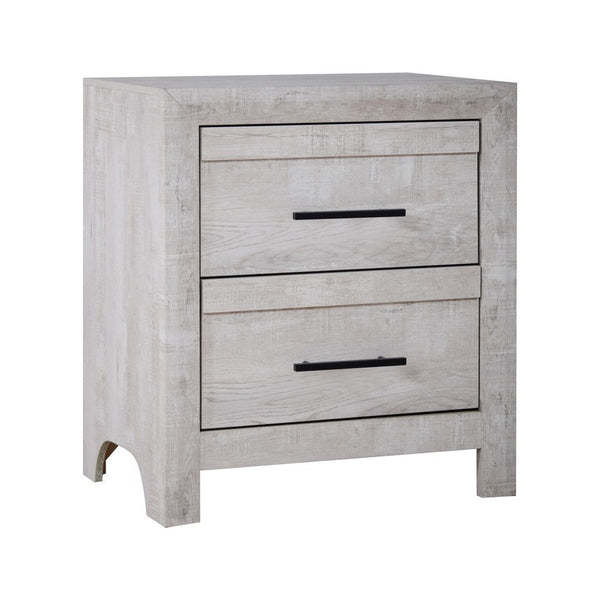 Bisca Nightstand, 2 Drawers, Black Handles, Light Gray Wood, 27 Inch -BM329822