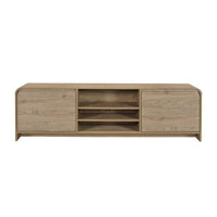 Maria TV Stand Media Cabinet, 2 Drawer and Shelves, Beige Wood 71 Inch -BM329823