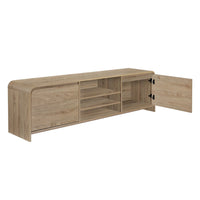 Maria TV Stand Media Cabinet, 2 Drawer and Shelves, Beige Wood 71 Inch -BM329823