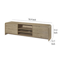Maria TV Stand Media Cabinet, 2 Drawer and Shelves, Beige Wood 71 Inch -BM329823