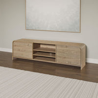 Maria TV Stand Media Cabinet, 2 Drawer and Shelves, Beige Wood 71 Inch -BM329823