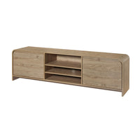Maria TV Stand Media Cabinet, 2 Drawer and Shelves, Beige Wood 71 Inch -BM329823