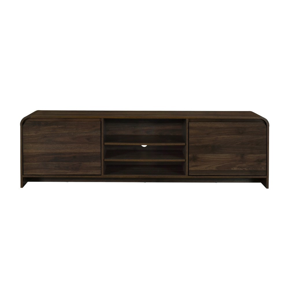 Maria TV Stand Media Cabinet, 2 Drawer and Shelves, Brown Wood 71 Inch -BM329824