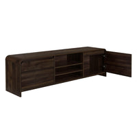 Maria TV Stand Media Cabinet, 2 Drawer and Shelves, Brown Wood 71 Inch -BM329824