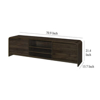 Maria TV Stand Media Cabinet, 2 Drawer and Shelves, Brown Wood 71 Inch -BM329824