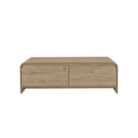 Maria Coffee Table, 2 Drawer and Waterfall Style, Beige Wood 47 Inch -BM329825