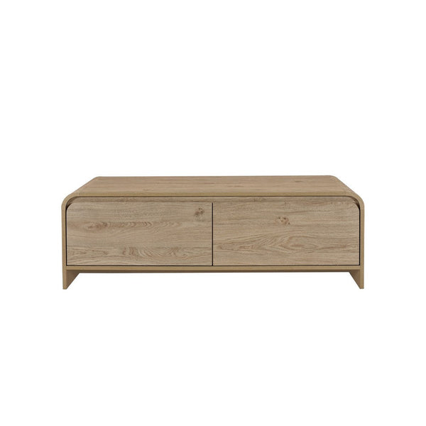 Maria Coffee Table, 2 Drawer and Waterfall Style, Beige Wood 47 Inch -BM329825
