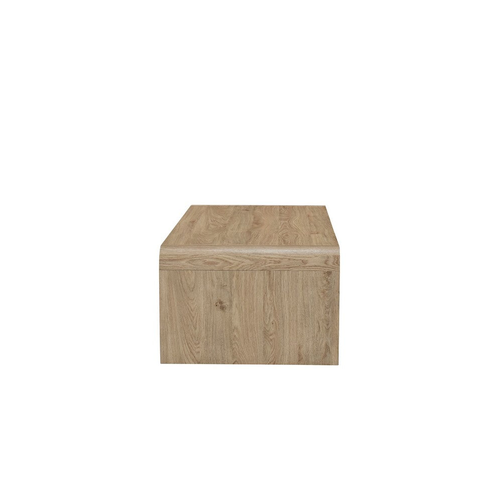 Maria Coffee Table, 2 Drawer and Waterfall Style, Beige Wood 47 Inch -BM329825