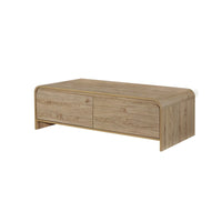 Maria Coffee Table, 2 Drawer and Waterfall Style, Beige Wood 47 Inch -BM329825