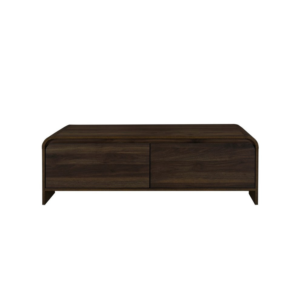 Maria Coffee Table, 2 Drawer and Waterfall Style, Brown Wood 47 Inch -BM329826