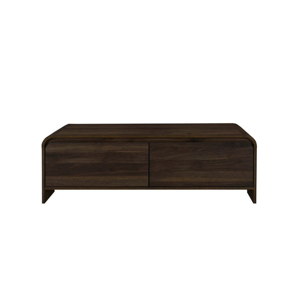 Maria Coffee Table, 2 Drawer and Waterfall Style, Brown Wood 47 Inch -BM329826