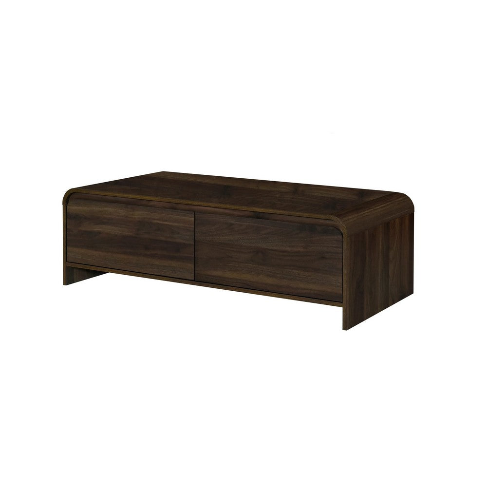 Maria Coffee Table, 2 Drawer and Waterfall Style, Brown Wood 47 Inch -BM329826