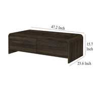 Maria Coffee Table, 2 Drawer and Waterfall Style, Brown Wood 47 Inch -BM329826