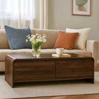 Maria Coffee Table, 2 Drawer and Waterfall Style, Brown Wood 47 Inch -BM329826