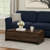 Maria Coffee Table, 2 Drawer and Waterfall Style, Brown Wood 47 Inch -BM329826