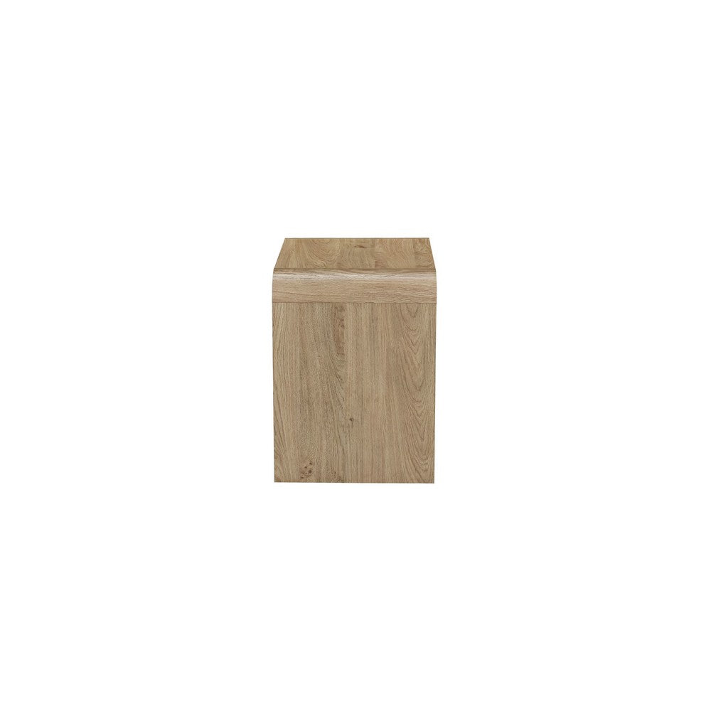 Maria Side End Table, Drawer and Waterfall Style, Beige Wood 22 Inch -BM329827