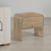 Maria Side End Table, Drawer and Waterfall Style, Beige Wood 22 Inch -BM329827