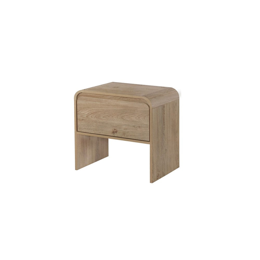 Maria Side End Table, Drawer and Waterfall Style, Beige Wood 22 Inch -BM329827