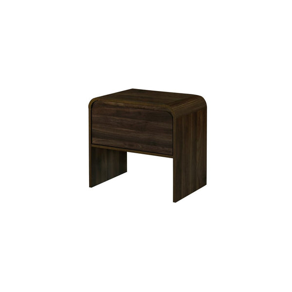 Maria Side End Table, Drawer and Waterfall Style, Brown Wood 22 Inch -BM329828