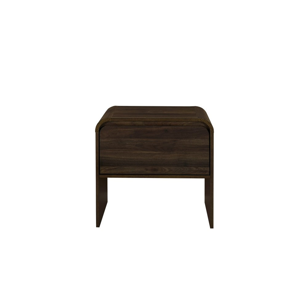 Maria Side End Table, Drawer and Waterfall Style, Brown Wood 22 Inch -BM329828