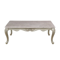 Kerra Cocktail Coffee Table, Beige Marble, Carved Champagne 54 Inch -BM329832