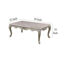 Kerra Cocktail Coffee Table, Beige Marble, Carved Champagne 54 Inch -BM329832