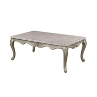 Kerra Cocktail Coffee Table, Beige Marble, Carved Champagne 54 Inch -BM329832