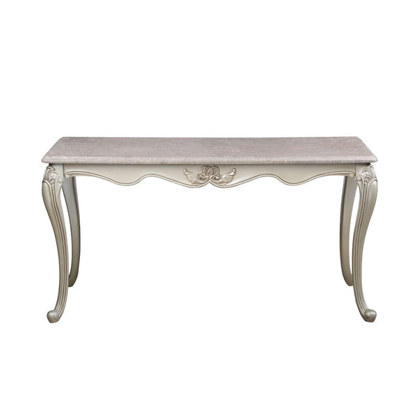 Kerra Console Table, Beige Marble, Classic Carved Champagne 58 Inch -BM329833
