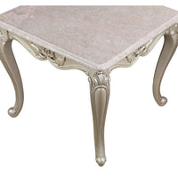 Kerra Side End Table, Beige Marble, Classic Carved Champagne 28 Inch -BM329834