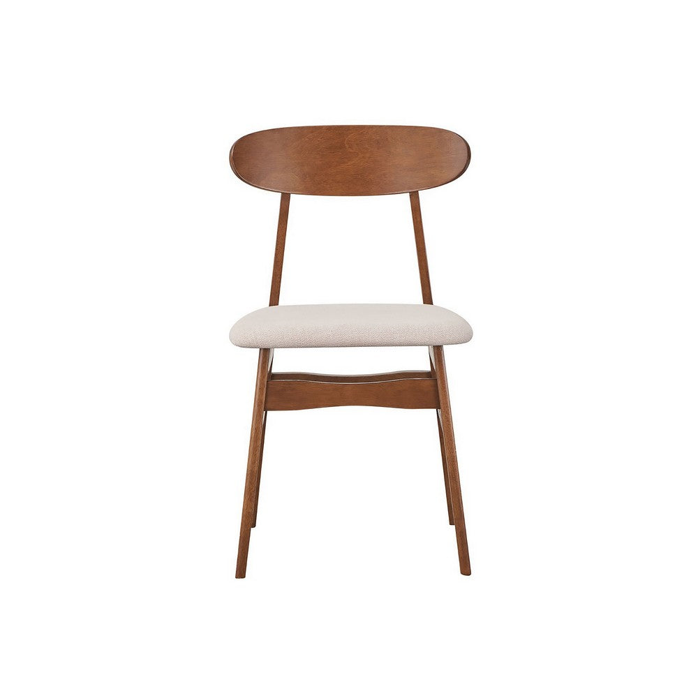 Rocco Dining Chair Set of 2, Curved Oval Backrest, Brown Rubberwood -BM329842
