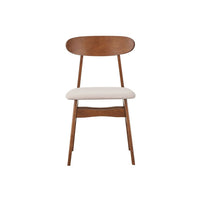 Rocco Dining Chair Set of 2, Curved Oval Backrest, Brown Rubberwood -BM329842