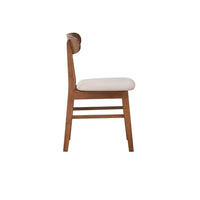 Rocco Dining Chair Set of 2, Curved Oval Backrest, Brown Rubberwood -BM329842