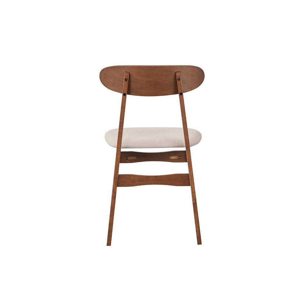 Rocco Dining Chair Set of 2, Curved Oval Backrest, Brown Rubberwood -BM329842