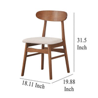 Rocco Dining Chair Set of 2, Curved Oval Backrest, Brown Rubberwood -BM329842