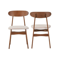 Rocco Dining Chair Set of 2, Curved Oval Backrest, Brown Rubberwood -BM329842
