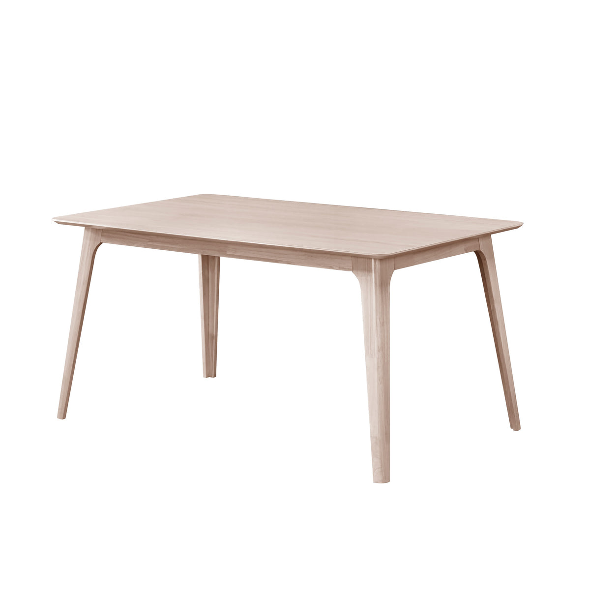 Scar Dining Table, Tapered Legs, Curved Rectangular White Wood 59 Inch  - BM329847