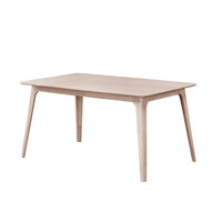 Scar Dining Table, Tapered Legs, Curved Rectangular White Wood 59 Inch  - BM329847