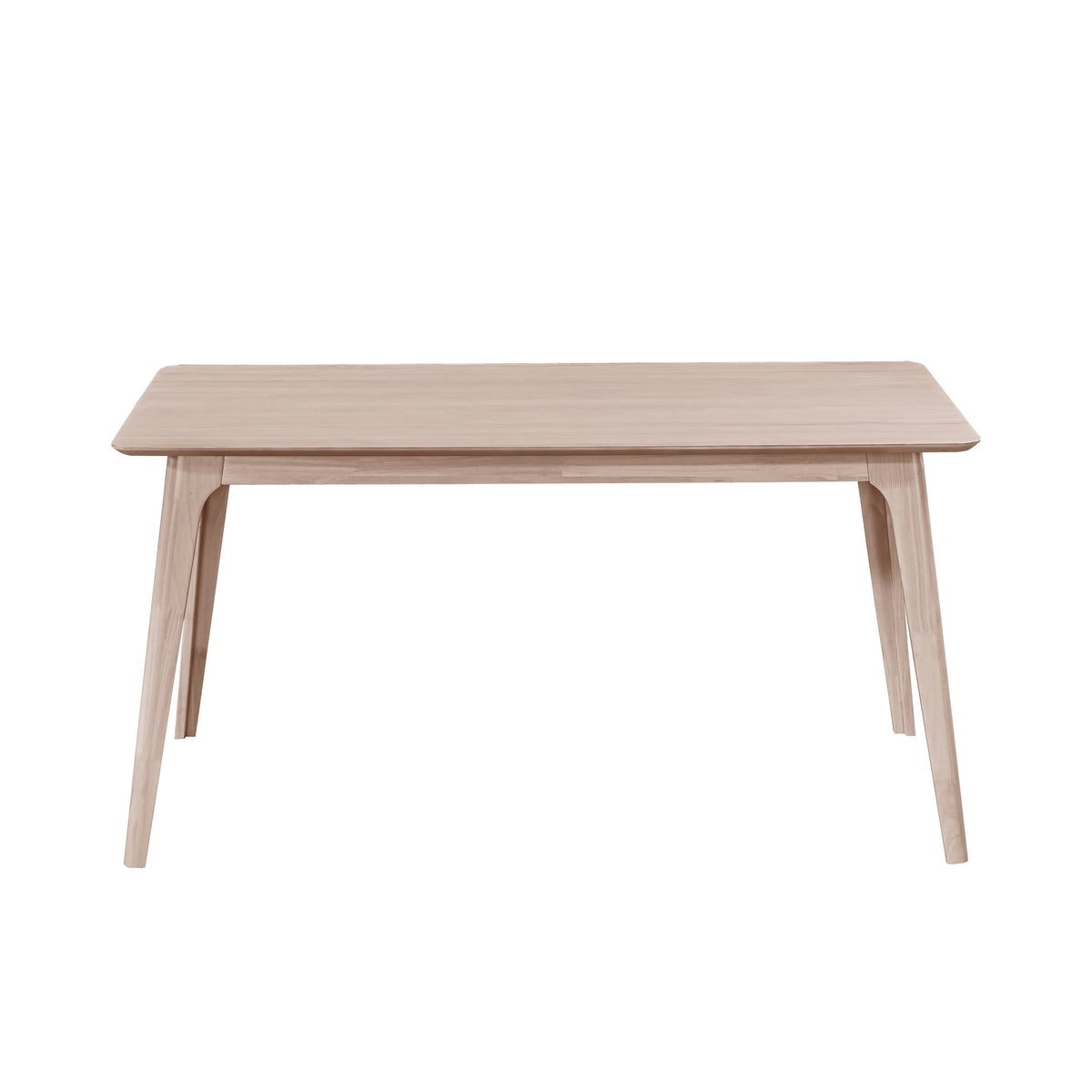 Scar Dining Table, Tapered Legs, Curved Rectangular White Wood 59 Inch  - BM329847