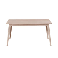 Scar Dining Table, Tapered Legs, Curved Rectangular White Wood 59 Inch  - BM329847