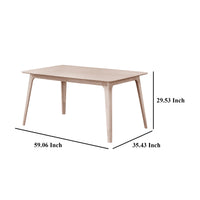 Scar Dining Table, Tapered Legs, Curved Rectangular White Wood 59 Inch  - BM329847