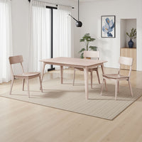 Scar Dining Table, Tapered Legs, Curved Rectangular White Wood 59 Inch  - BM329847