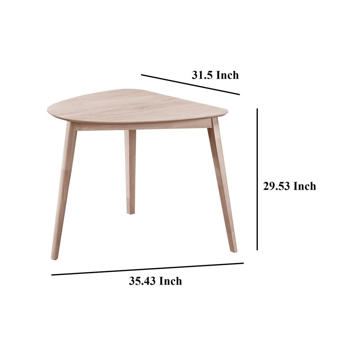 Scar Corner Dining Table, Curved Angle Design Whitewashed Wood 35 Inch  - BM329848