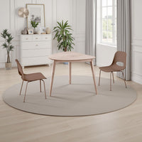 Scar Corner Dining Table, Curved Angle Design Whitewashed Wood 35 Inch  - BM329848